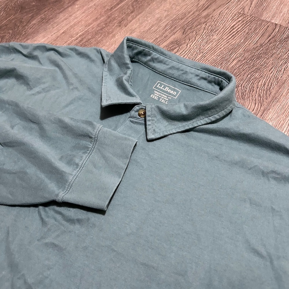 L.L. Bean Carefree Unshrinkable Polo Shirt 3XLT Tall Long Sleeve Traditional Fit